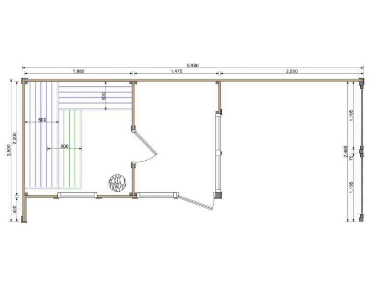 Patio l plus sauna dimensiones