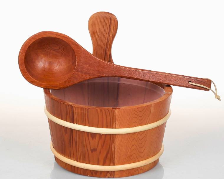 Wooden bucket and ladle