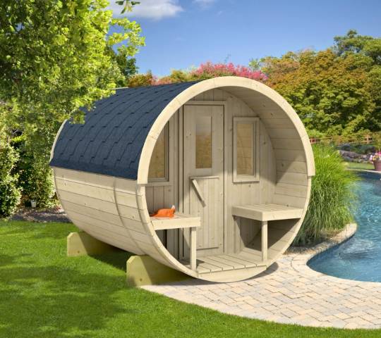 Barrel sauna 250 with terrace