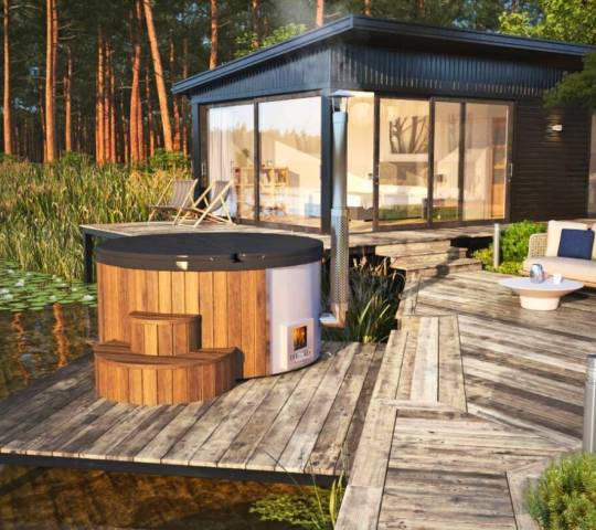 Delux 220 Hot tub with an integrated wood-burning stove 