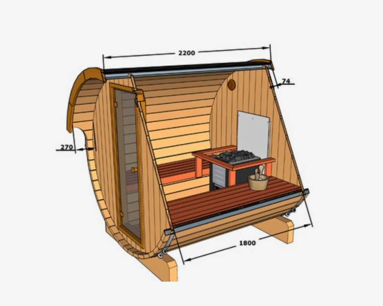 Barrel sauna 220 exterior para 4 personas