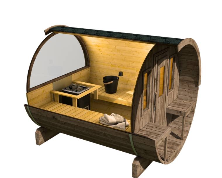 Barrel sauna 250 with terrace