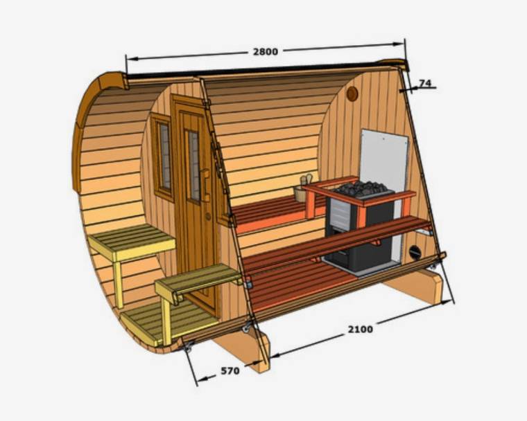 Barrel sauna 280 - Sauna with terrace