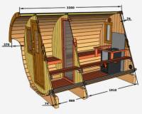 Sauna Barril 330 sin terraza medidas