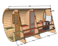 Barrel sauna 400 with terrace