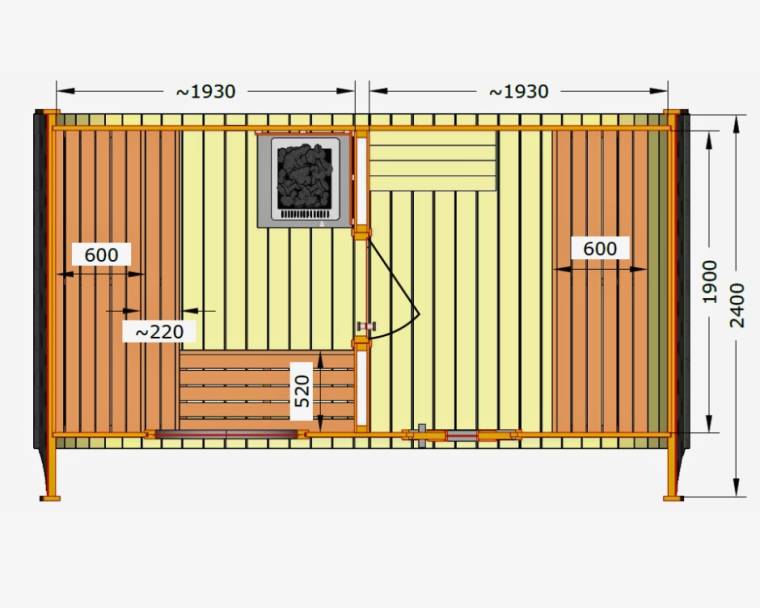 SAUNA MIDDLE HOBBIT 4x2,4m