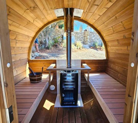 Barrel sauna 280 with wood burning heater