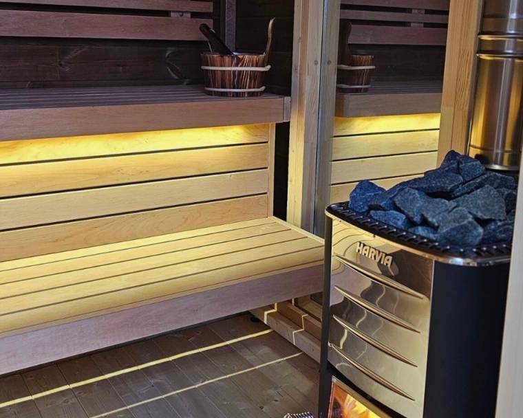 Outdoor Sauna Patio L plus with wood burning heater