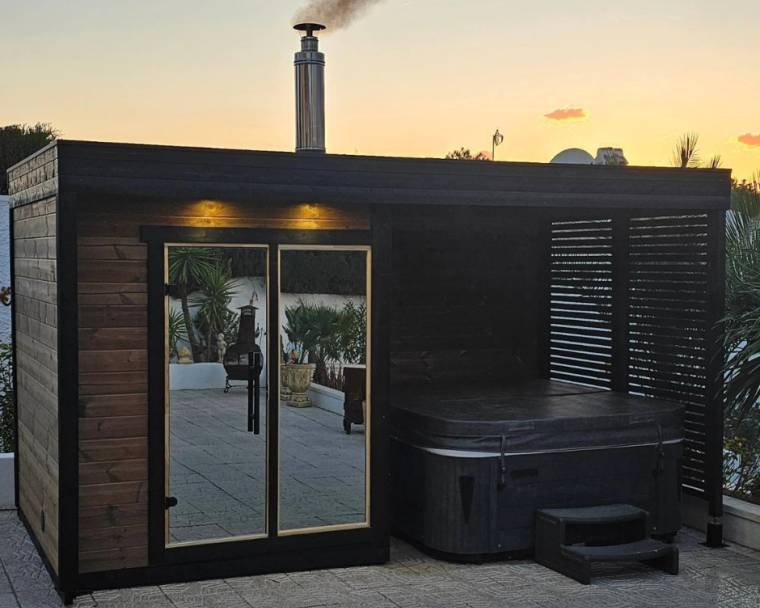 Outdoor Sauna Patio L plus with wood burning heater