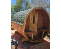 Barrel Sauna 250 with wood burning heater